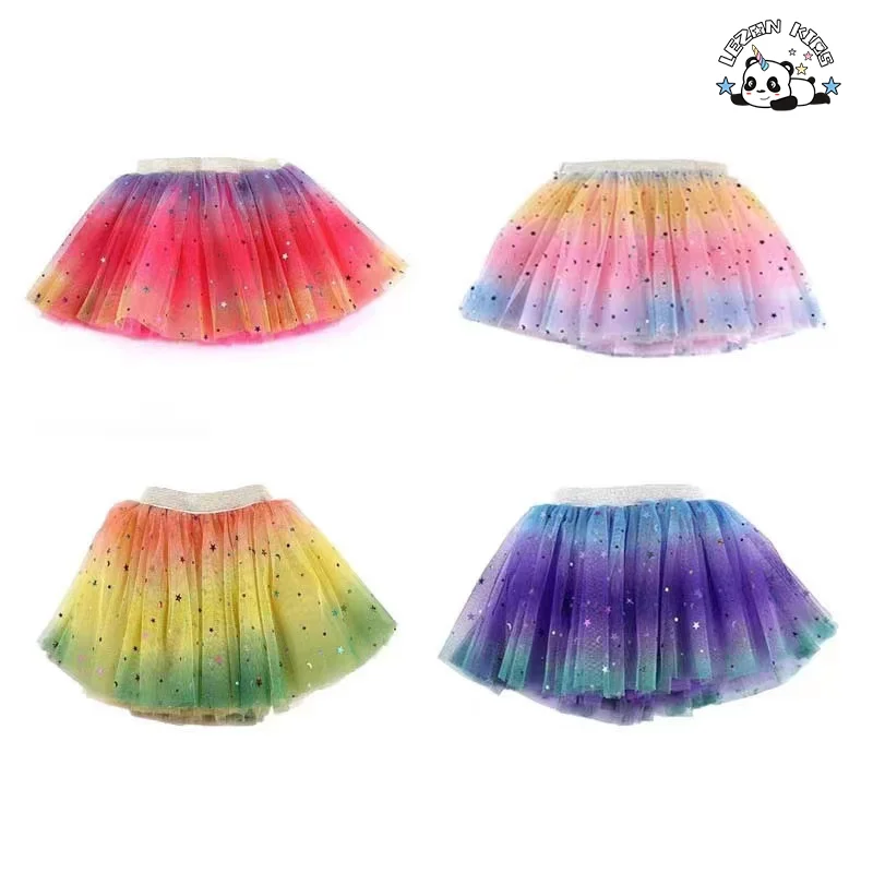 LEZONKIDS - Saias Tutu Fofo de Alta Qualidade para Meninas Crianças Meninas Verão Chiffon Moda Saia Sólida para Meninas
